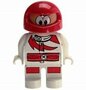 Coureur / racer met rode helm en rood/wit uniform