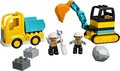  Lego Duplo Vrachtwagen en rupsgraafmachine
