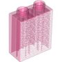 2-nops doorzichtig / transparant blokje roze 