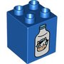 4-nops donkerblauw hoog blokje met afbeelding "fles melk"